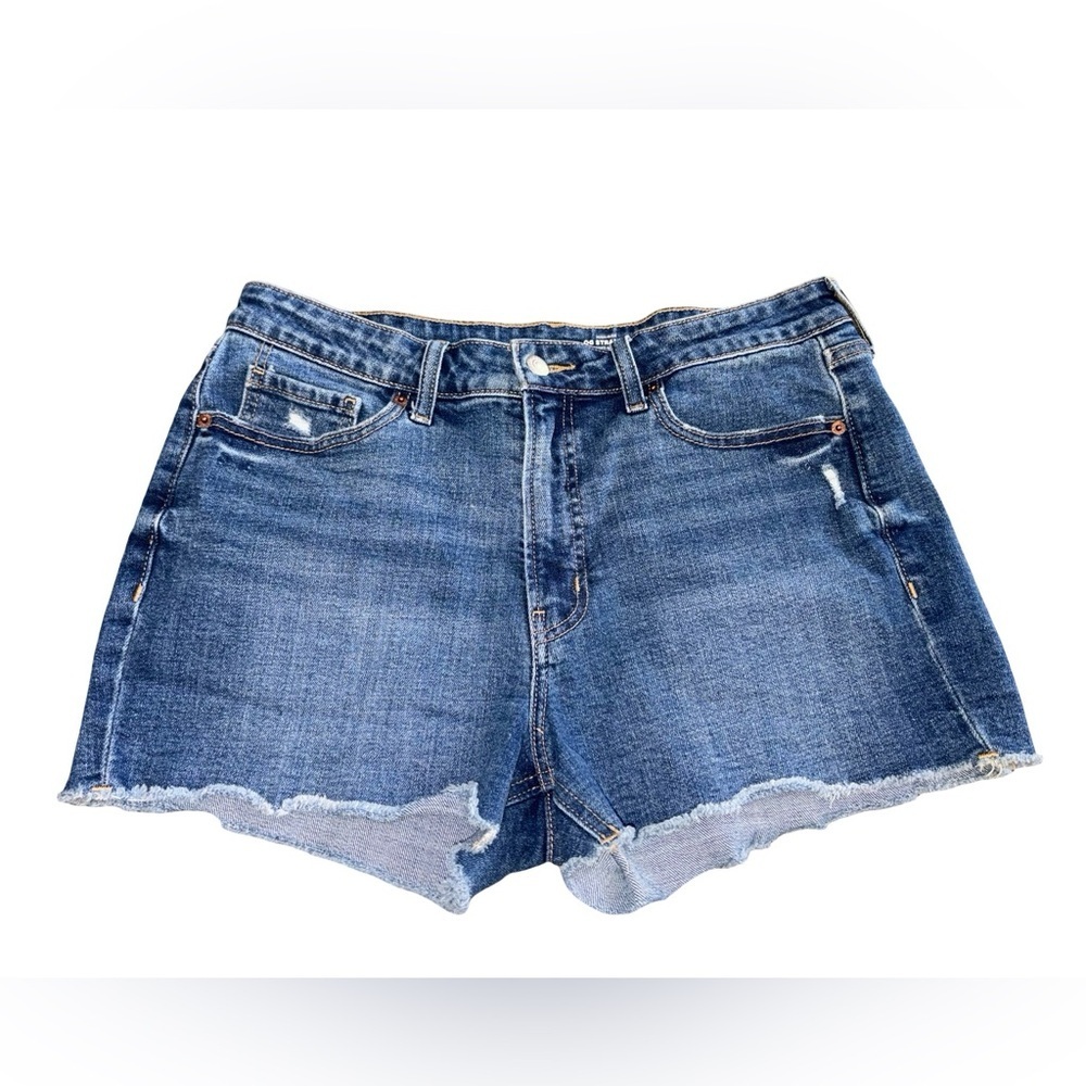 Old Navy Denim Shorts Size 12 Distressed Raw Hem Mid Rise Casual